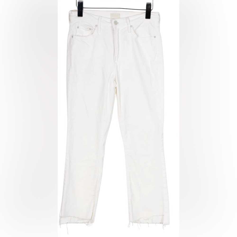 Mother jeans corduroy straight leg size 26 white the insider crop step fray - Picture 2 of 12